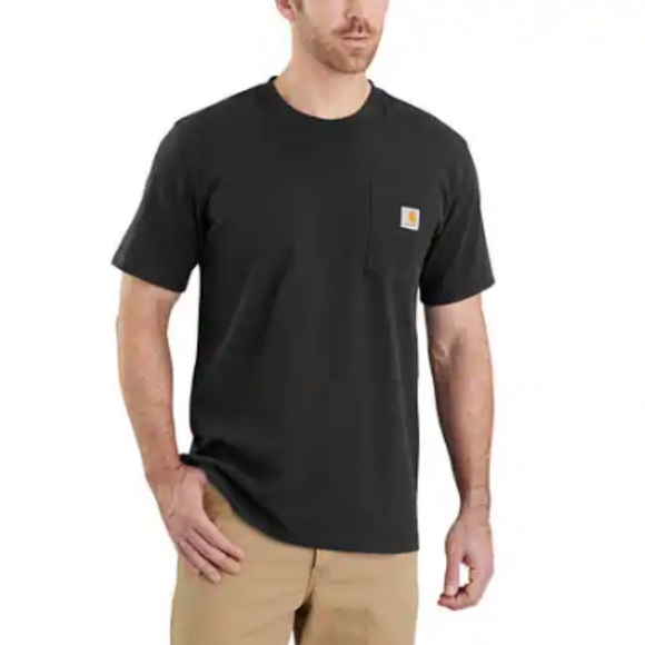 CARHARTT - Men’s Relaxed Fit Heavy Weight Short Sleeve Pocket T-Shirt, Black, XL - Picture 1 of 8